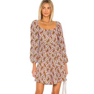 FAITHFULL THE BRAND Naline Mini Dress in Burgundy Sable Paisley